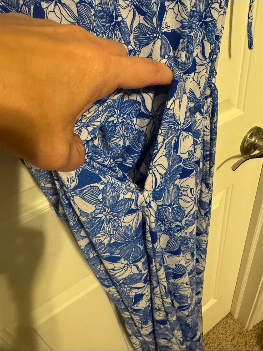 Floral Jumpsuit in Royal Blue and White Stella Parker Collection Sz Large